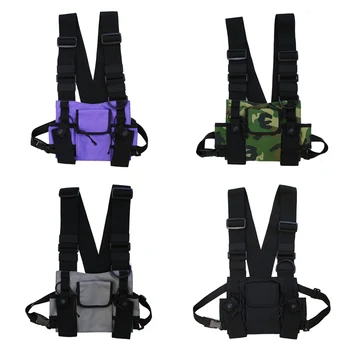 

Men Women Adjustable Chest Rig Bag Multi-pocket Vest Hip Hop Streetwear Functional Tactical Harness Chest Rig Pack Waist Bag