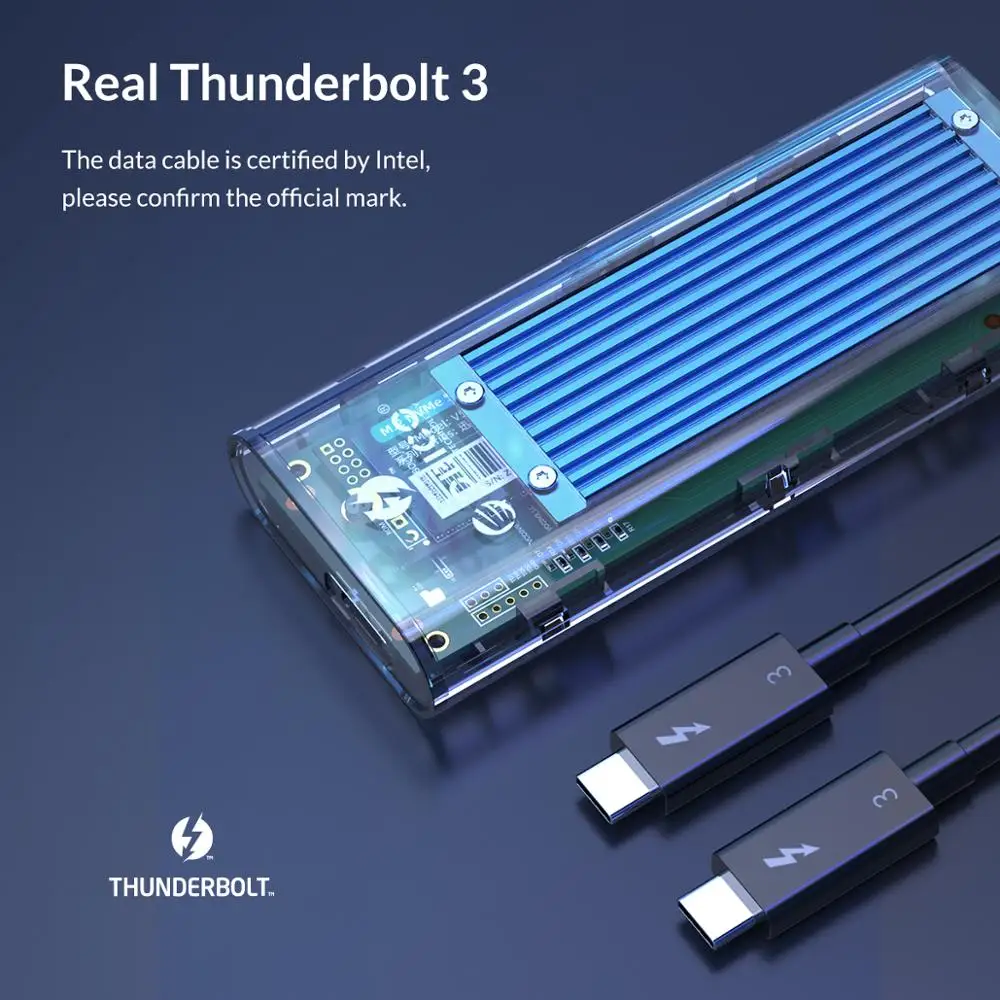 Чехол ORICO Thunderbolt 3 M.2 NVME SSD 40 Гбит/с USB C прозрачный корпус для жесткого диска до 2 M2