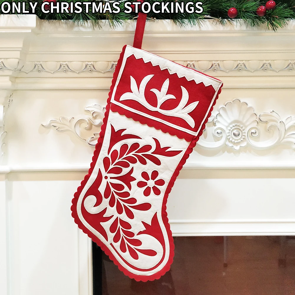 

Embroidery Gift Socks Non Woven Fabrics Home Large Capacity Party Ornament Candy Bags Hanging Pouch Christmas Stockings Kids
