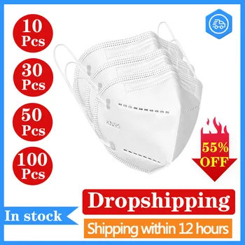 

FFP2 Anti Dust Face Mask PM2.5 Anti-fog Protective Mouth Mask Respirator 95% Filtration Soft & Breathable 5/10/20/30/50/100pcs