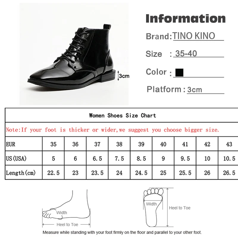 TINO KINO/женские ботильоны из лакированной кожи; женские полусапожки черного цвета с квадратным носком, на шнуровке, на толстом низком каблуке; модная обувь
