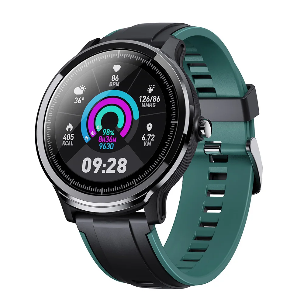 Green Смарт-часы RUNDOING SN80, IP68, водонепроницаемые, 1,3 дюймов, полный сенсорный круглый экран, кровяный кислород, мужские спортивные Смарт-часы для Android IOS - Цвет: Green