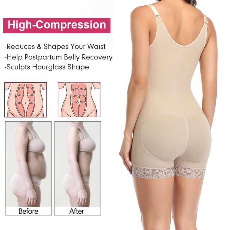 shapewear Shapewear for Women Tummy Control Fajas Colombianas Body Shaper for Women Zipper Open Bust Bodysuit Waist Trainer Slim Corset tummy tucker