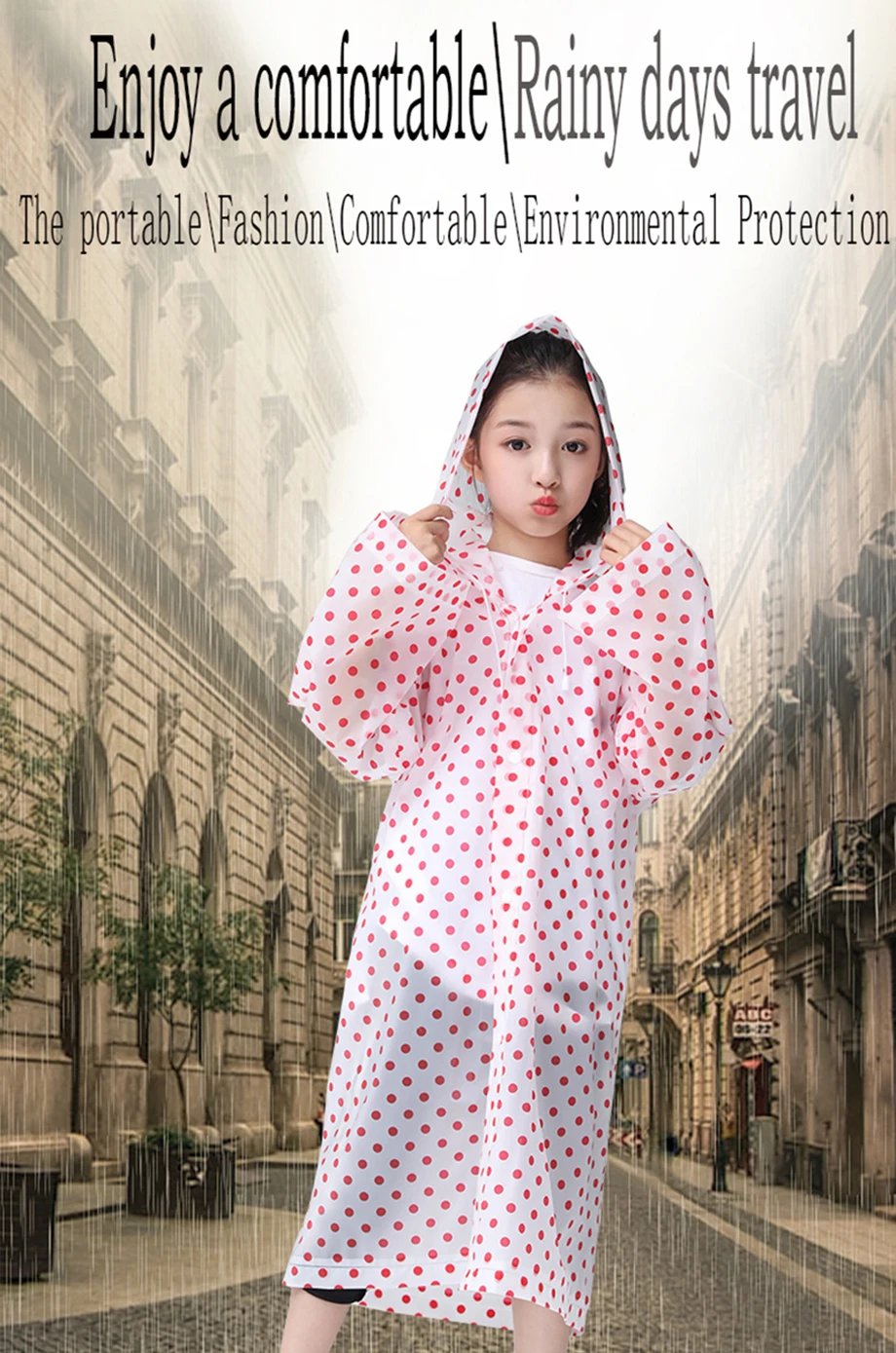 New Children's Waterproof Raincoat Boy Girl Transparent Breathable Spot Raincoat Environmentally Friendly Reusable Rain Cover