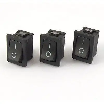 

3x AC 6A/250V 10A/125V ON/OFF 2 Position SPST 2 Pin Snap in Rocker Switch Black