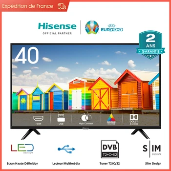 

Hisense H40BE5000 40'' Smart HDR TV Dolby Audio Direct LED Tuner T2/C/S2, Mediaplayer, HDMI+USB Classe énergétique A, Disign Fin