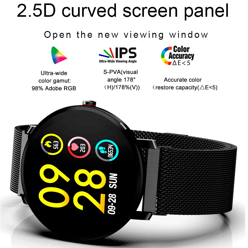 1.3inch Full Touch Smart Bracelet Heart Rate Oxygen Monitor Smart Wristband Bluetooth IP68 Waterproof Slim Watch