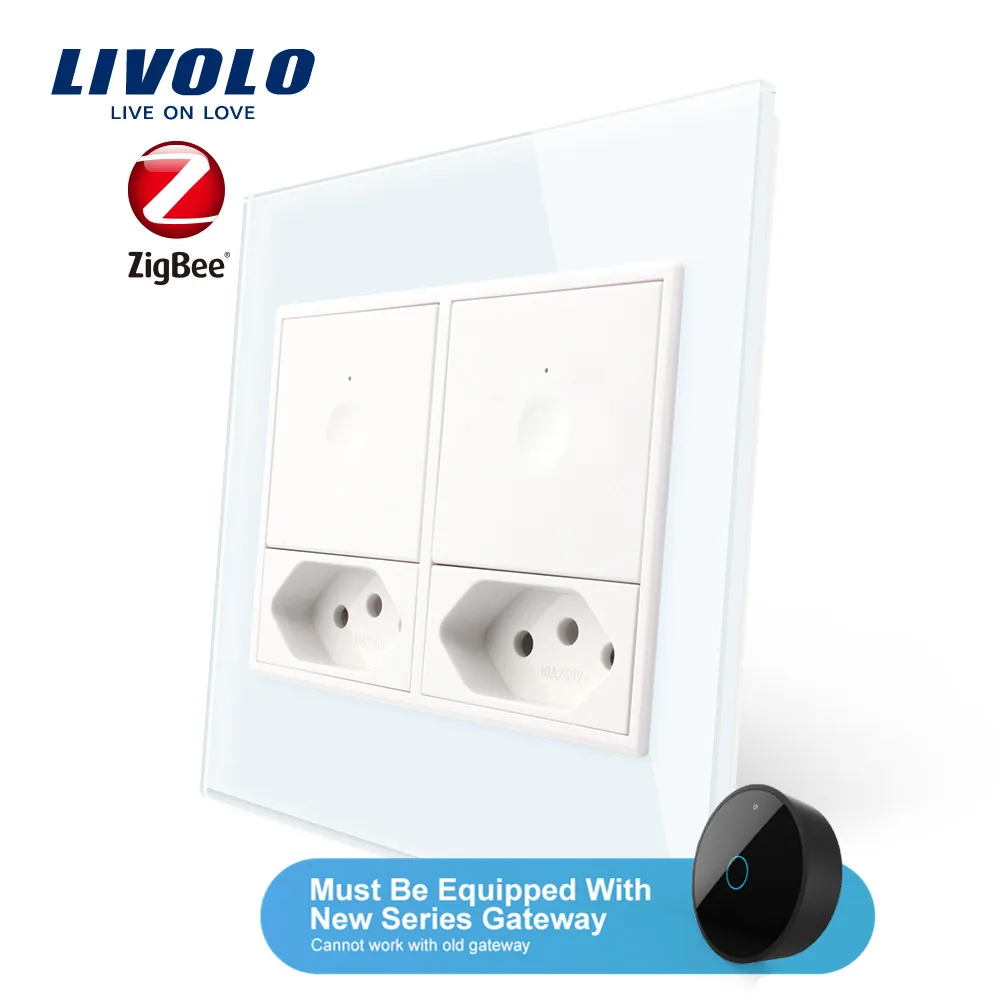 

Livolo US/AU Standard New SeriesWall Smart wifi app Touch Switch,with brazilian 10Asocket,google home ,plastic key,without logo