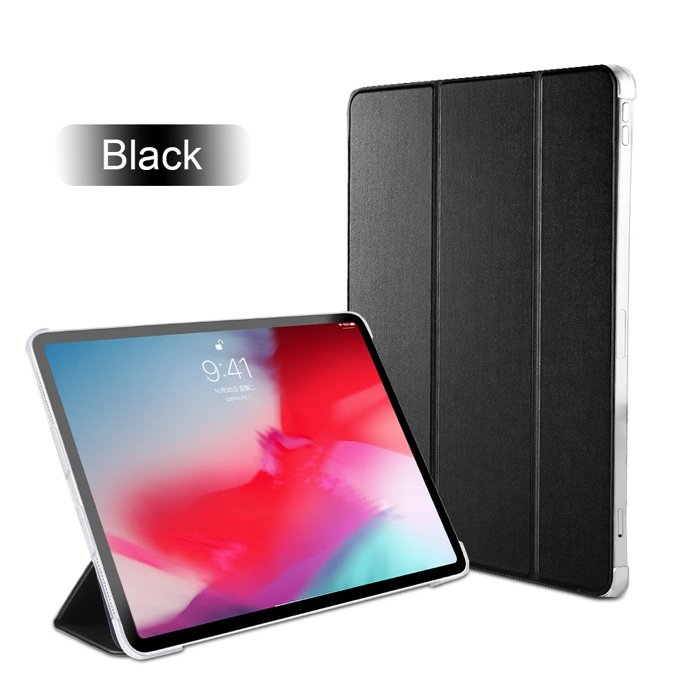 Для iPad Pro12.9 Чехол iPad чехол Funda ультра тонкий из искусственной кожи Силиконовый мягкий чехол для iPad Pro12.9 смарт-чехол - Цвет: black