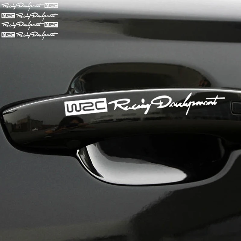 

4 x Newest WRC Car Door Handle Sticker Reflective Rally decals Car Sticker for subaru toyota skoda kia lada opel bmw Car Styling