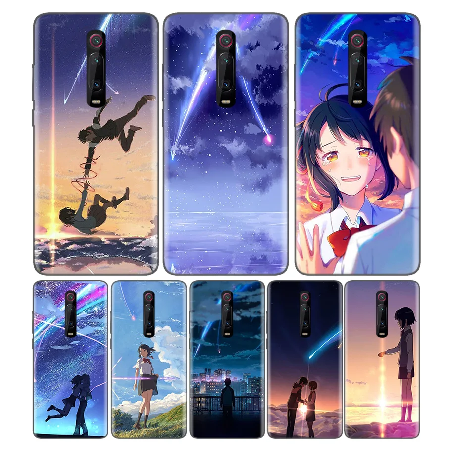 

Black Soft Silicone Bag Cover Case for Xiaomi Mi 9T CC9 Redmi 4 4X 5 6 6A 7 7A Note Plus K20 Pro F1 Tampa Fall kimi no nawa Ani