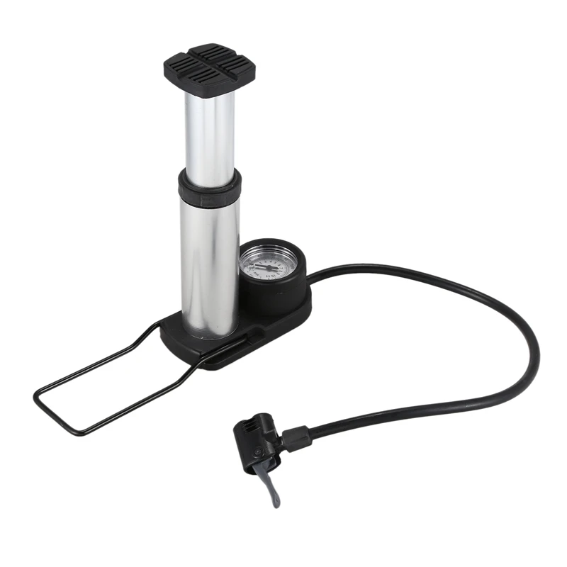 Sliver Портативный Ножной активированный напольный насос 140Psi Mtb велосипед воздушный насос с манометром цикл воздушный насос - Цвет: Sliver