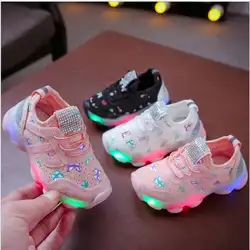 Детская светящаяся детская обувь для девочек и мальчиков, детские кроссовки с сеткой, повседневный спортивный бег, светящиеся кроссовки