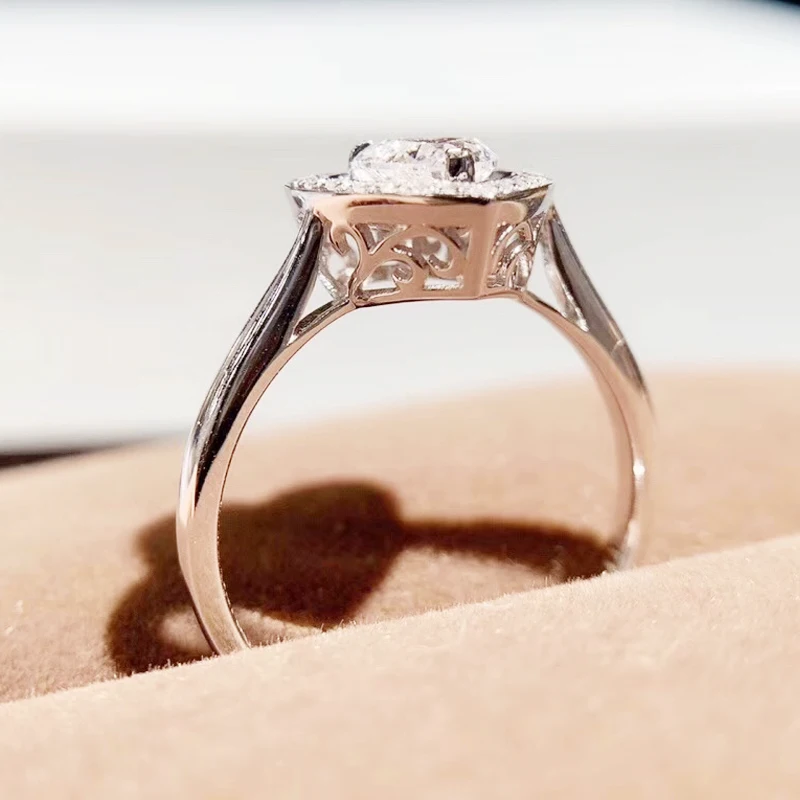0.5ct 5 мм обручальное кольцо в форме сердца с натуральным настоящим бриллиантом для помолвки и свадьбы цельное настоящее кольцо из белого золота 18 К для женщин