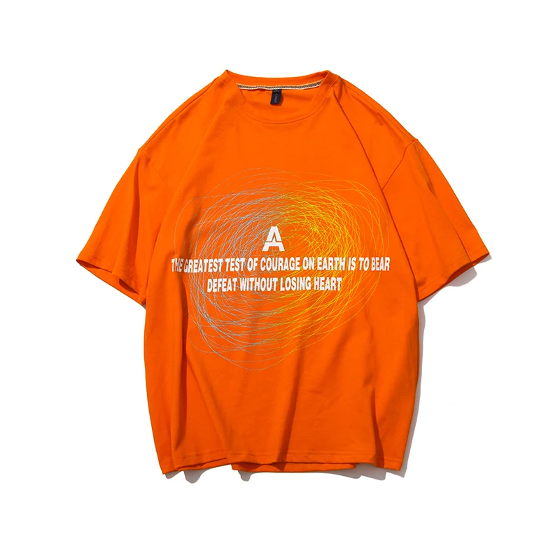

2019 Men's Summer New Casual Letter Printing Short-sleeved Round Neck T-shirt Loose Harajuku Temperament Trend Cotton
