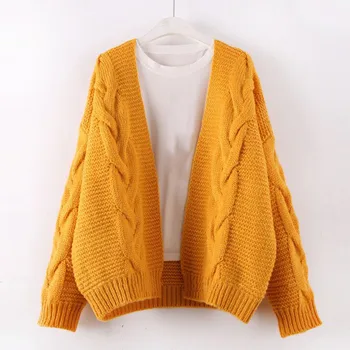 

Women Winter Coat Outwear Umbilical Twist Knitted Cardigan Sweater Autumn and winter women's sweater cardigan Y1.11