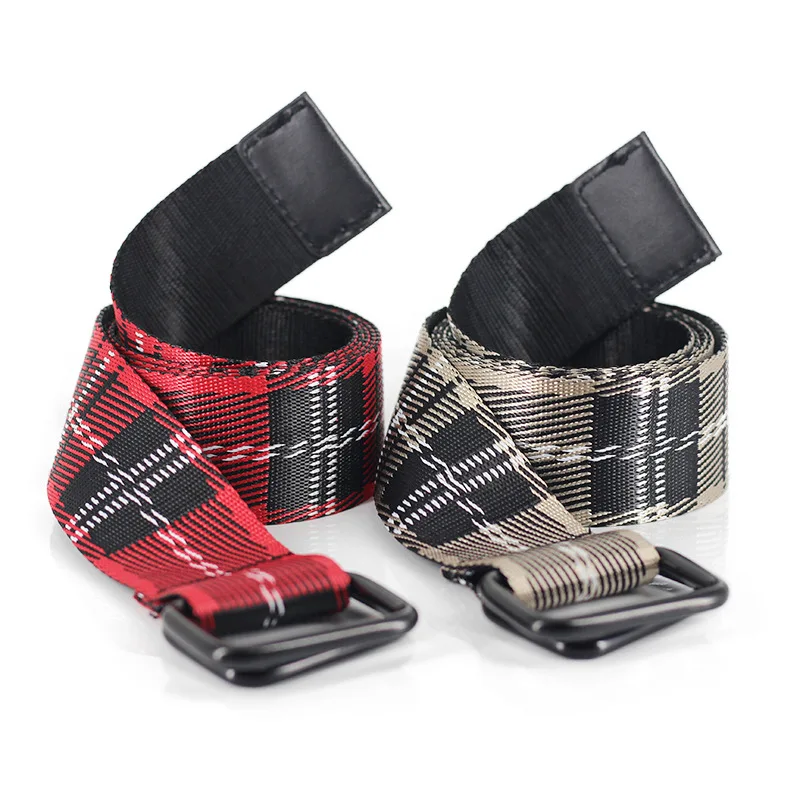 

Classic Plaid Belts Canvas Red Causal Luxury Brand Fashionable Belt Chain Women Unisex Khaki Plaid Designer Belt 2020 New