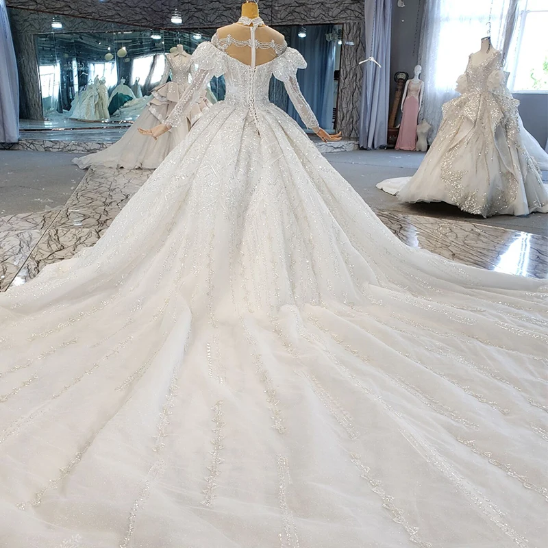 HTL2232 ball gown wedding dresses plus size boho luxury wedding dress 2021 muslim bridal vestido de novia para boda civil 6