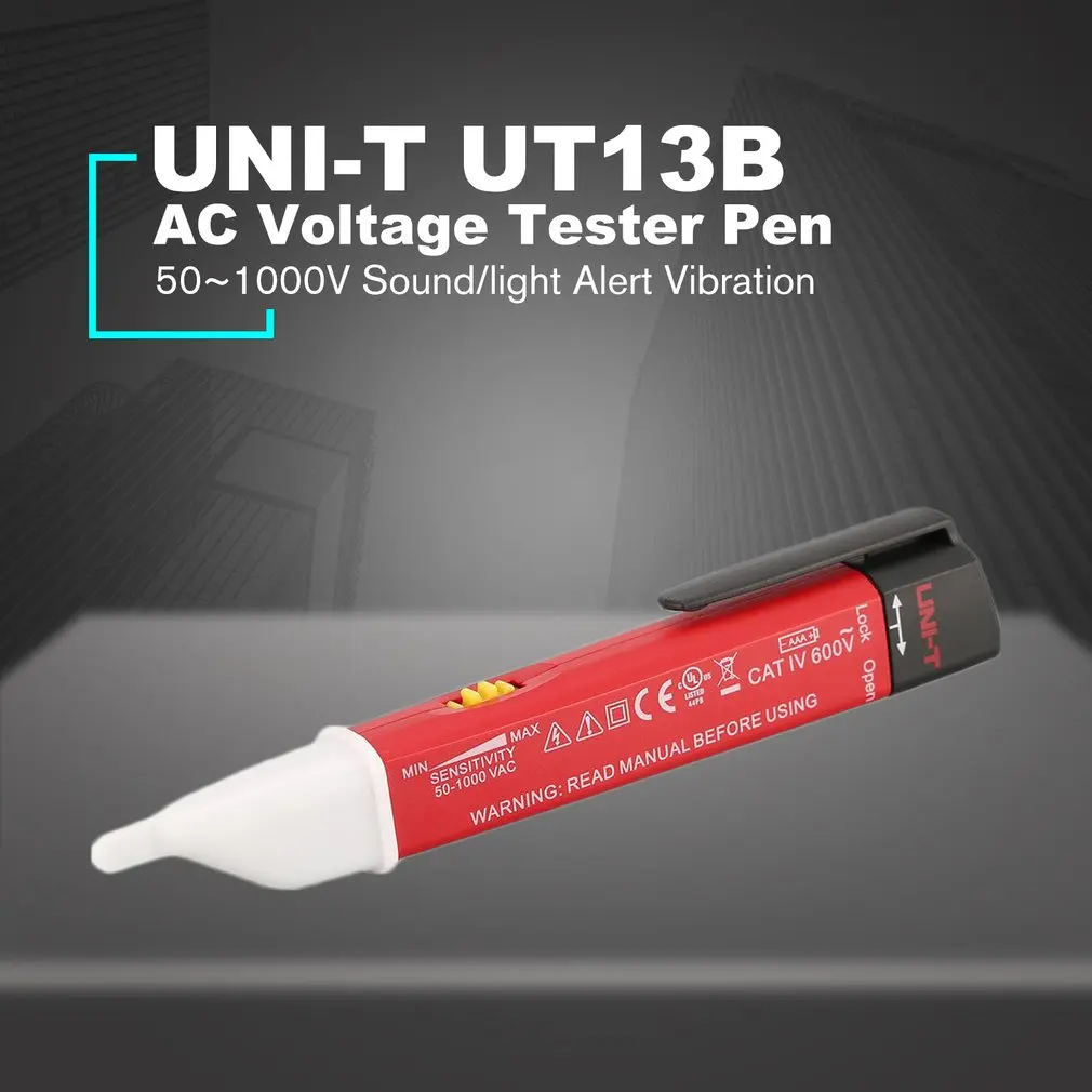UNI-T UT13B Электрический тест напряжения er тестовая ручка Бесконтактный детектор напряжения ручка регулируемая чувствительность звуковое оповещение вибрация