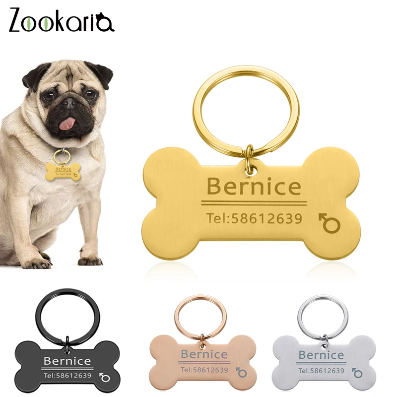 

Personalized Dog Collar Pet ID Label Engraved with Pet Name and Pet Owner Phone Number for cat dog Anti-lost Collar Bones Tags
