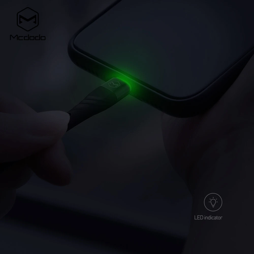 Mcdodo светодиодный usb-кабель для зарядки iPhone xs max xr 8 7 6s plus 5s 11 ipad pro быстрое зарядное устройство для apple lightning Кабель 1 м 2 м