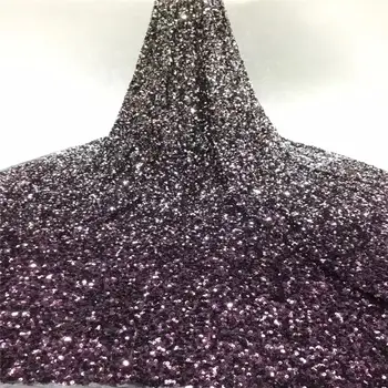 

Purple Sequined Embroidered Net Lace Fabrics 2020 New Design African Guinea Sequins Wedding Mesh Prom Dresses Sewing Fabircs SL3