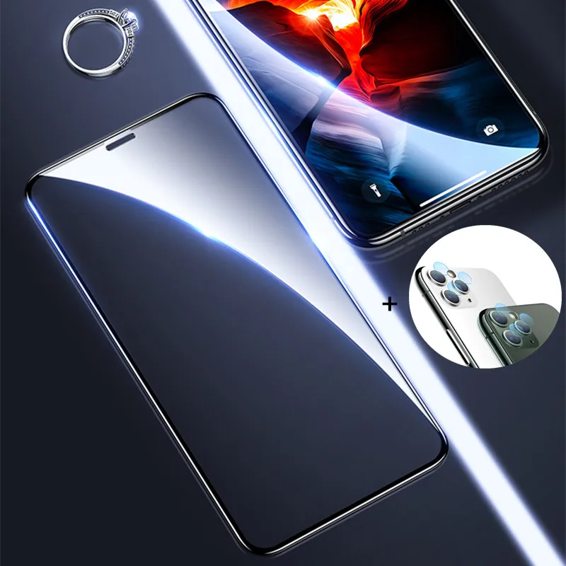 9H Volle Abdeckung gehärtetem glas Für iphone 11 pro X XS Max Glas Für iphone 11 XR Mit kamera obje