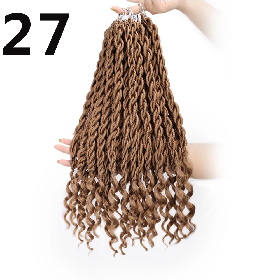 Faux locs CURLY, на крючках, косички, эффектом деграде(переход от темного к волосы в косичках, богемно, черный цвет, оптом, наращенные волосы на крючке, синтетические волосы для Для женщин и девочек - Цвет: 27