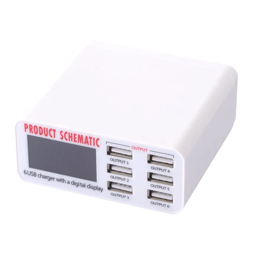 Lcd мульти быстрое зарядное устройство USB зарядное устройство несколько 6 USB зарядная станция для телефона универсальное usb-хаб умное зарядное устройство