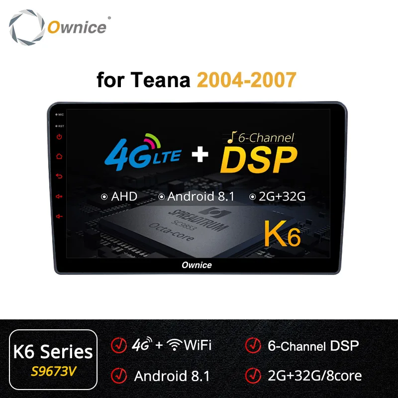 Ownice K2 K3 K5 K6 Android 9,0 автомобиль аудио 360 панорама DSP 4 аппарат не привязан к оператору сотовой связи для Nissan Teana 2004 2005 2006 2007 автомобиль радио gps Navi плеер - Цвет: S9673 K6 Series