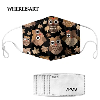 

WHEREISART Cute 3D Animal Owl Pattern Women/Men/Kids Mask with 7 Filters Dust Mask comfortable