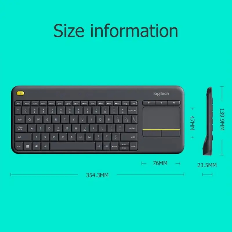 Logitech K400 плюс беспроводная сенсорная клавиатура с сенсорной панелью для Android смарт-ТВ компьютера периферийные аксессуары