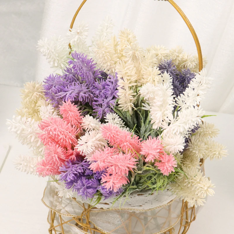 Ramo de Flores Artificiales para Boda, Plantas Falsas con Flocado de Lavanda para Interior y Exterior, Hogar, Cocina y Mesa de Oficina - Imagen 5