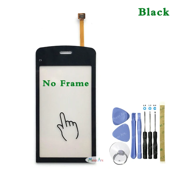 Высокое качество 3," для Nokia C5 03 C5-03 сенсорный экран дигитайзер сенсор внешнее стекло объектив панель Черный - Цвет: No Frame With Tool