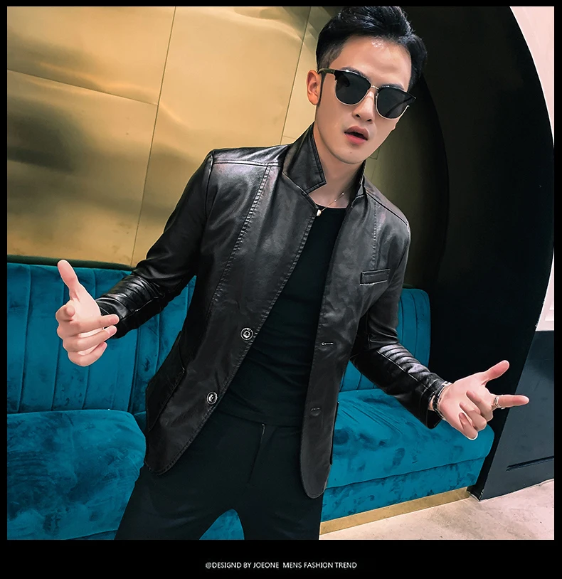 Mens Jacket 2023 men jackets winter and autumn leather jackets men new Korean style slim thin trend leather jackets