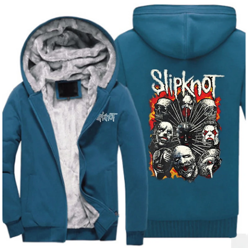6 Зимняя мода рок-группа Slipknot толстовки на молнии куртки с принтом плотные теплые Popuplar толстовки повседневные Harajuku спортивные пальто - Цвет: 6