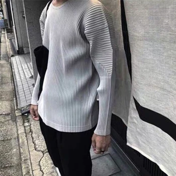 

IEFB / Men And Women Loose Causal Pleated T-shirt 2020 autumn New High Quality Tops For Male Fashion Clothes Jk021 9Y476