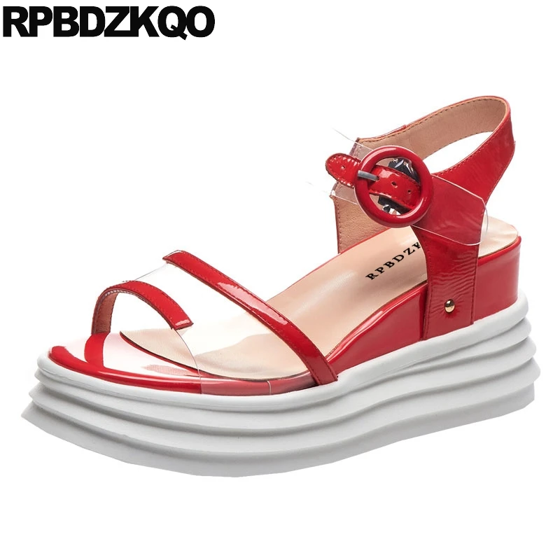 red clear sandals