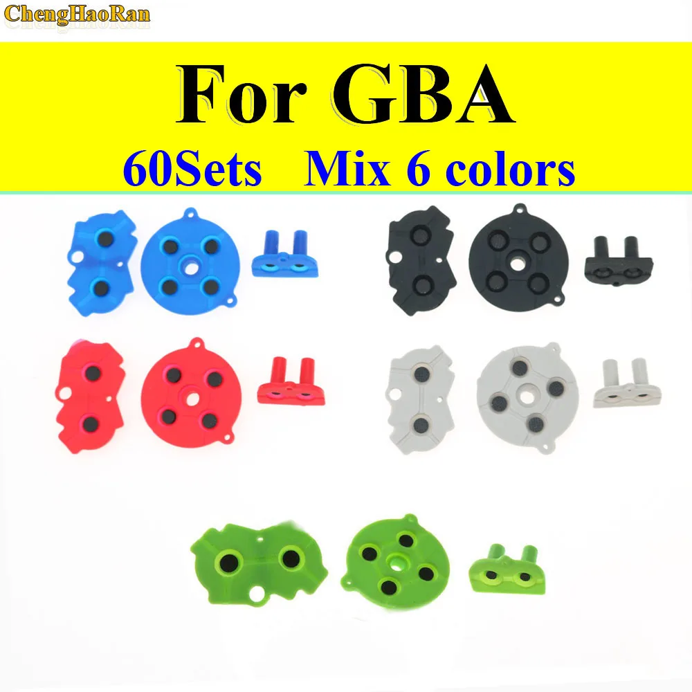 

60sets Blue Red Green Black For Game Boy GBA Advance Button Silicone Rubber Pad Conductive Contacts AB Select Start D pad