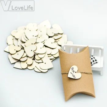 

100pcs Heart Shaped Wood Slices with Natural Twine for Wedding Embellishments DIY Arts Crafts Card Making