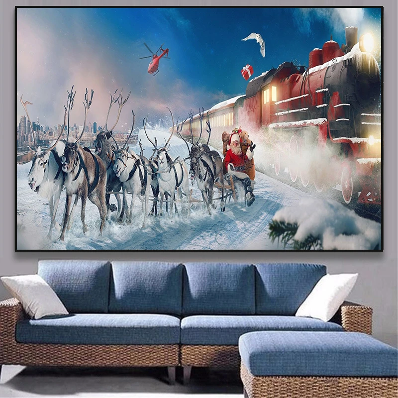 Santa Claus HD Canvas prints Painting Home decor Picture room Wall art Poster