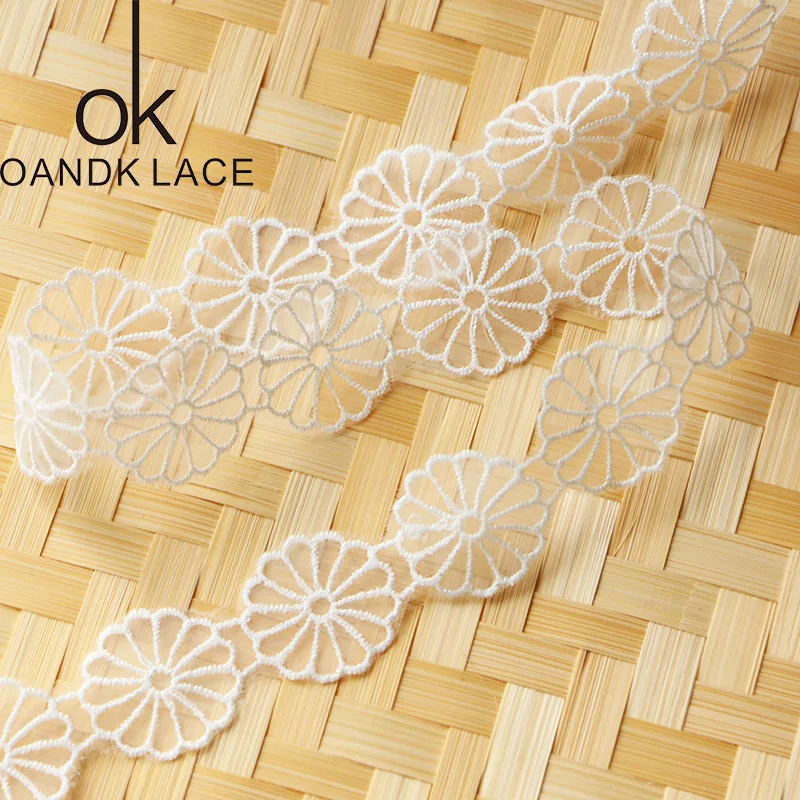 White Embroidered Flower Lace Trim Applique Headband lace ribbon lace garment accessories lace sewing supplies lace sewing accessories lace hair accessories lace decoration lace accessories Craft Sewing 2 Yards Knitting DIY Handmade Patchwork Ribbon Sewing