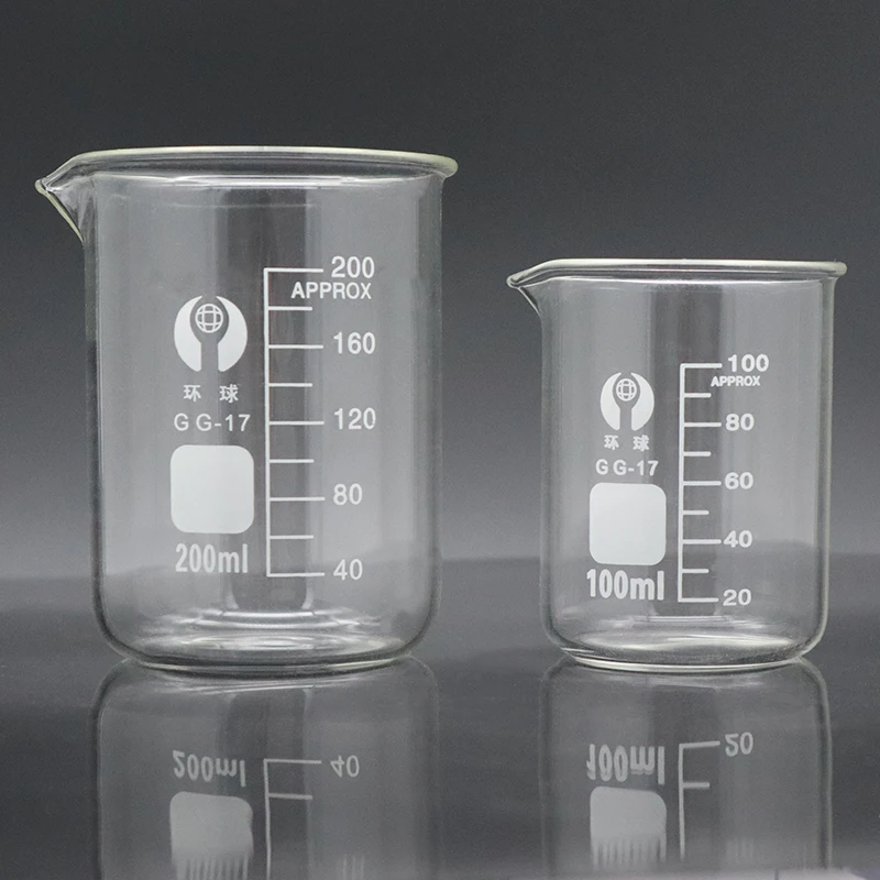 5ml-200ml Lab Borosilicate Glass Beaker Heat-resist Scaled Measuring Cup Laboratory Equipment