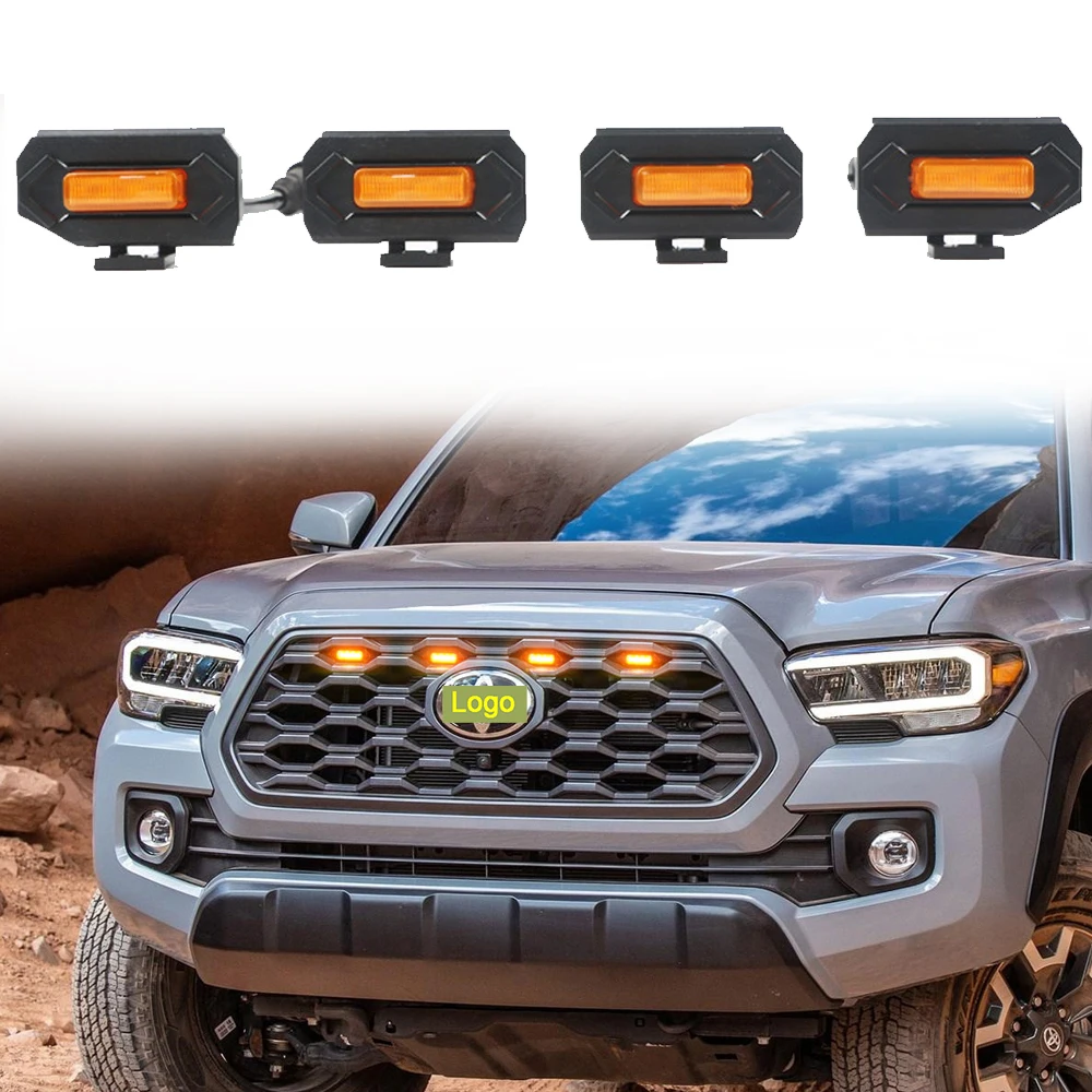 

4 Pcs Front Grille Decoration LED Lights Yellow or White Kit for Choice Suitable for 2020 -Toyota Tacoma TRD PRO