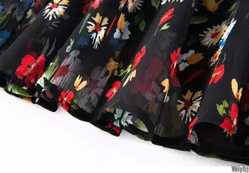 

New New Daisy Printed Women's Midi Skirt Ms. Vacation Spring/Summer Pleated Split Skirt All-match Fashionable Female Clothing