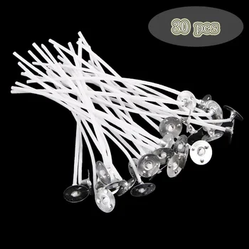 

30pc Candle Wicks 10cm Cotton Core Waxed With Sustainers For Candle Making