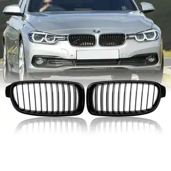 

1 Pair Gloss Black Front Double Slat Kidney Grille For BMW F30 F31 3 Series Saloon 2012 2013 2014 2015