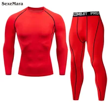 Мужское нижнее белье компрессионный бег трусцой костюмы одежда спортивный комплект длинная футболка и брюки тренажерный зал фитнесс тренировочные трико одежда