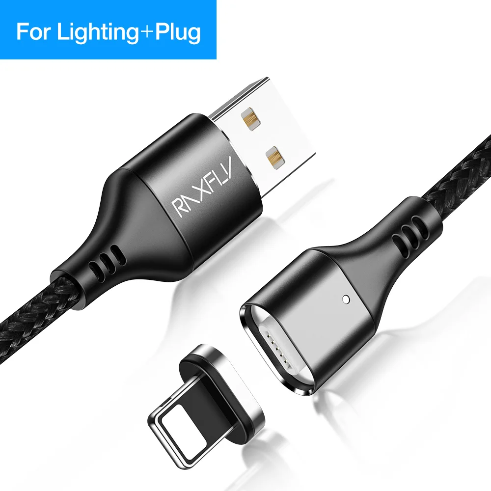 Магнитный кабель RAXFLY Micro usb type C адаптер зарядное устройство Быстрая зарядка для iPhone samsung Зарядка магнит провод для мобильного телефона шнур - Цвет: black For iphone