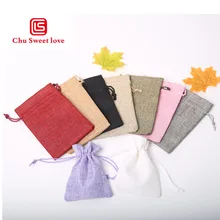 9*12 см имитация льняной Связки Карманный Свадебный праздник Рождественский подарок мешок ювелирных изделий орех льняной мешок 100 шт